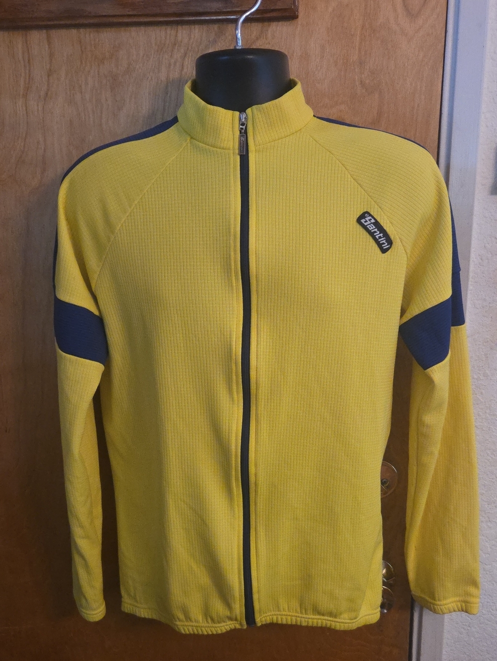 Vintage Yellow and Navy Blue Santini Long-sleeve Cycling Jacket XXXL
